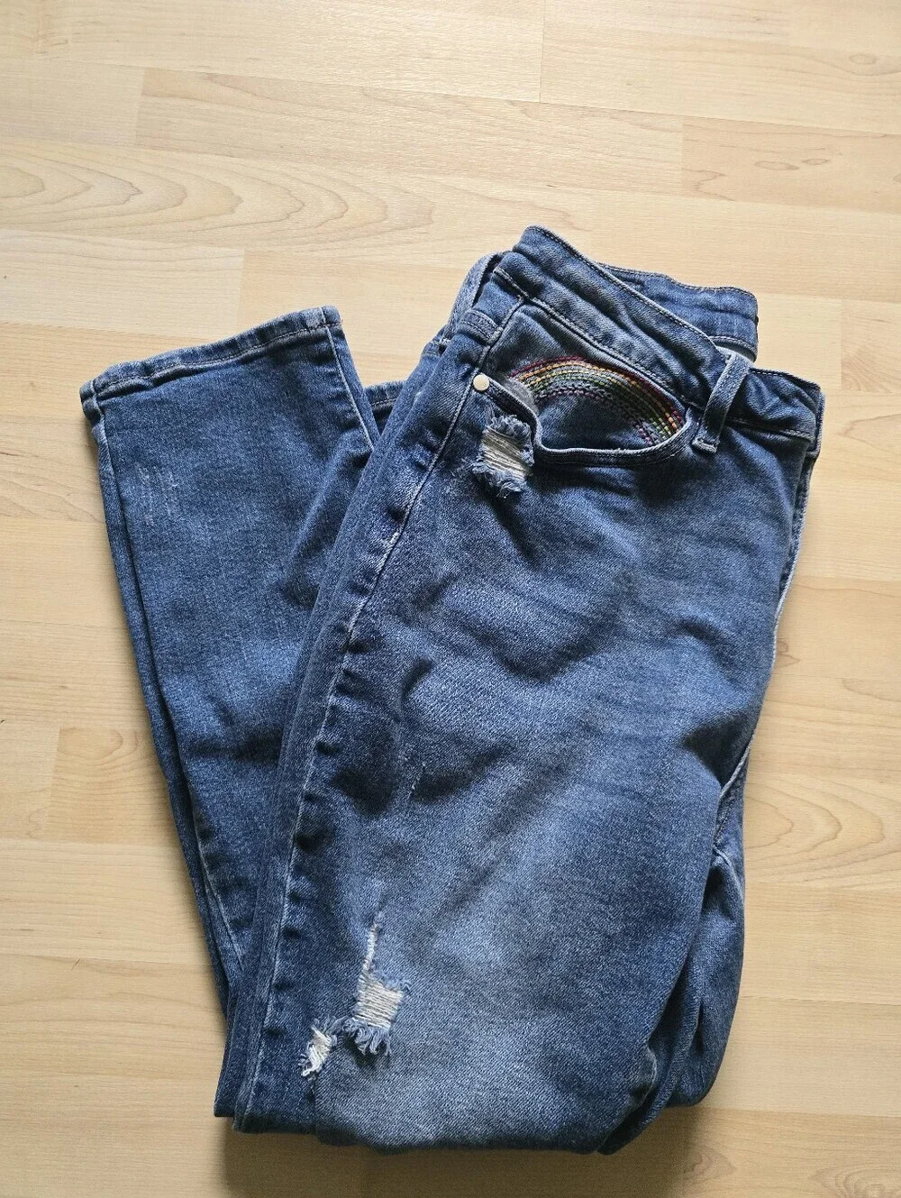 Judy Blue Embroidered Rainbow Pocket Straight Fit Jeans Size 14W